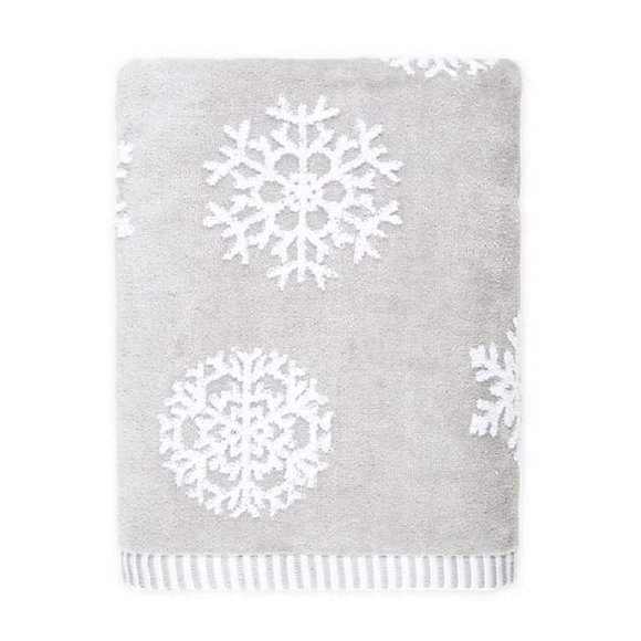 3 new Winter Wonderland 100% Cotton 27x54" BATH Towels - GRAY & WHITE SNOWFLAKES - Picture 3 of 6